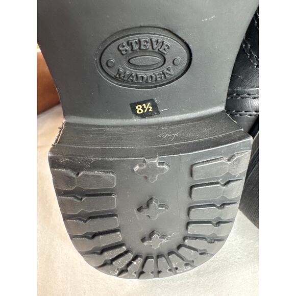 Steve Madden Troopa Combat Boots Black Leather Women US 8.5 Lace Zip Closure - Picture 8 of 9